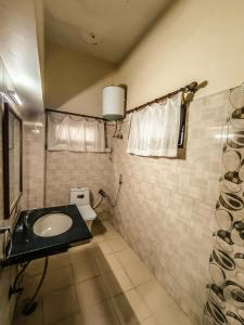 a bathroom with a sink and a toilet at Hotel Rajshree Niwas in Udaipur