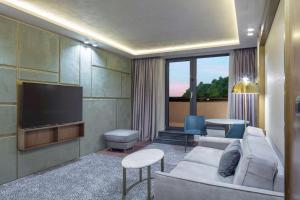 Doubletree By Hilton Plovdiv Center的电视和/或娱乐中心