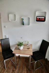 Habitación con mesa y 2 sillas en Ferienappartement Albschätzle 