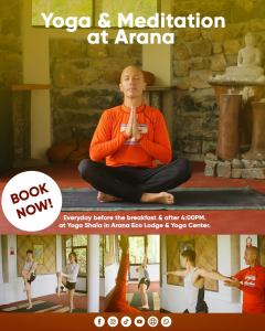 a poster for yoga and meditation at amarna at Arana Sri Lanka Eco Lodge and Yoga Center in Ella