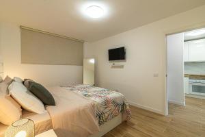 a bedroom with a bed and a flat screen tv at Valdes Center Los Cristianos in Los Cristianos