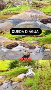 duas imagens de um rio com as palavras quada d azula em Chalé Na coruja com SPA jacuzzi 7,5km centro Águas com CORTESIA em Águas de Lindóia