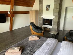 TV a/nebo společenská místnost v ubytování Trdlovy Apartmány a Chata Tatranec v areálu Jaškovské krčmy