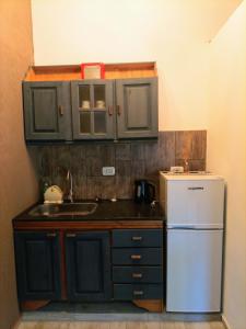uma pequena cozinha com um lavatório e um frigorífico em MAJO Rest&Dream I em Goya