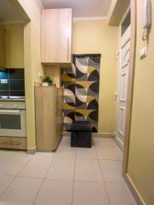 uma cozinha com um lavatório e um frigorífico em Fresh smartly designed Studio Flat & sunny balcony em Budapeste