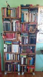 una mensola piena di libri di Villa Andalucia a Chonchi