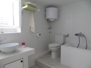a white bathroom with a toilet and a sink at Holiday Home Artina 2 in Lovište +39 photos