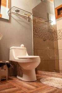 ein Badezimmer mit Toilette und Dusche in der Unterkunft Quinta Los Sueños, San Carlos in Aguas Zarcas + 8 Fotos