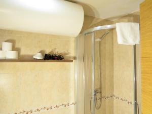 y baño con ducha con cabina de ducha de cristal. en SAN PEDRO 64 AP, en Lugo