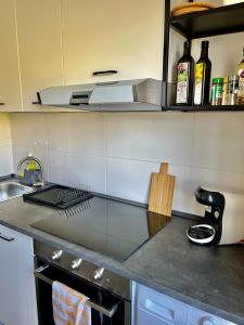 a kitchen with a sink and a counter top at Schöne zentrale Wohnung Nähe HB in Germersheim