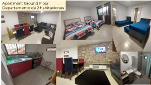 a collage of pictures of a bedroom and a living room at Departamentos San Javier Guanajuato in Guanajuato