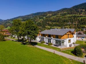 an aerial view of a house with a green yard at Aquarius Haus 9 TOP 18 in Sankt Lorenzen ob Murau