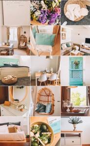 a collage of photos with different types of furniture at Casas do Lago in Estremoz