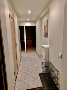 a hallway of a house with a room with two doors at Dream Apartment in Jelgava