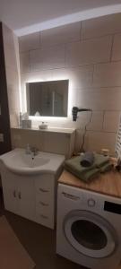 łazienka z umywalką i pralką w obiekcie Suite - Mein Ankerplatz w mieście Stralsund