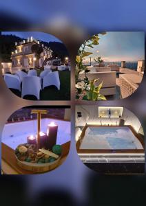 een groep van vier foto's van een resort met een hot tub bij Suite Pizzo jacuzzi rooms in Pizzo