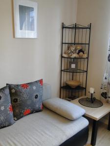 オルシュティンにあるApartament w centrum Starego Miasta 1のリビングルーム(ソファ、棚付)