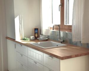 a kitchen counter with a sink and a window at Boutique Loft Mona Lisa, Boutique Loft Mrs Green in Drosendorf Stadt