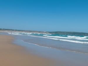 una playa de arena con olas en el océano en Alojamiento PLAYA DE PANTIN, en A Coruña