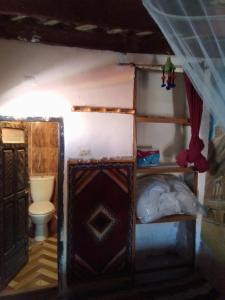 Cette petite chambre comprend un lit et des toilettes. dans l'établissement Maison d'hôtes tilleli, à Tamnougalt