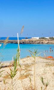 una spiaggia con persone che nuotano nell'acqua di DolceSosta B&B a Pulsano Altre 35 foto