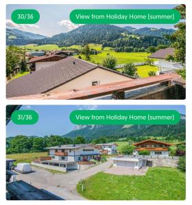 two pictures of a house and a house from holiday home at Mounty Garni Hotel in Söll