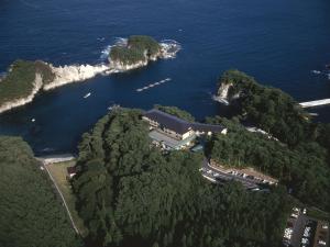 an aerial view of an island in the ocean at Jodogahama Park Hotel in Miyako