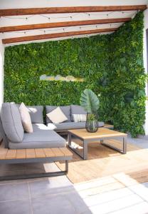 a living green wall with a couch and a table at Sweet San Francisco in Alicante