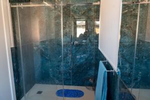 a shower with a glass door in a bathroom at Milano primaticcio - Monolocale in Milan