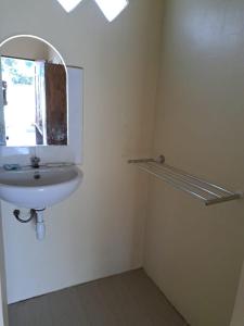 a bathroom with a sink and a mirror at Shohwah Syariah in Berastagi