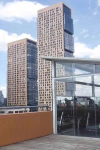a view of two tall buildings in a city at comfortable and cool suite in Polanco with GYM in Mexico City