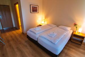 Letto o letti in una camera di Hótel Laugar