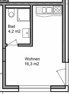 The floor plan of Ruhige, gemütliche 1-Zimmer-Wohnung nahe FFM
