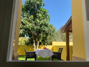 a table and chairs with a tree in the yard at SUNNY CARMELITO DELUXE in Mogán