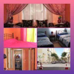 a collage of pictures of a room with two beds at Appartement Marhaba in Agadir