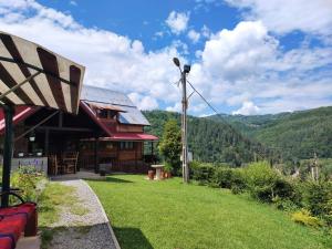 a house with a view of the mountains at Casa de Vacanta Cascada in Vidra