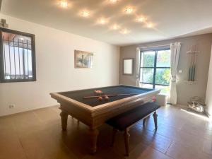 a room with a pool table in a room at Oasis urbaine à LYON - jardin& jacuzzi in Lyon