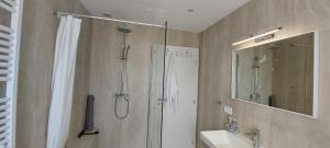 Koupelna v ubytování Apartman Figaro pogled od milijun Dolara, 2 tuša, 2 WC