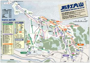 un mapa de un parque con caminos de diferentes colores en STI SKI LODGE en Seki