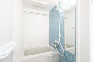 La salle de bains est pourvue d'un lavabo et d'une douche. dans l'établissement Ferio Kamata II, à Tokyo