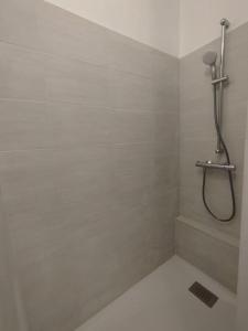 沙托阿爾努聖奧邦的住宿－La petite Jarlandine，白色的浴室设有淋浴和软管