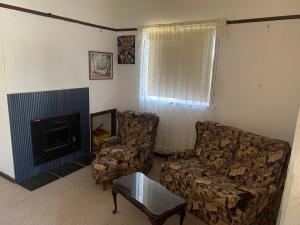 sala de estar con sofá y chimenea en Blue Sapphire Village 3 Bedroom, en Glen Innes