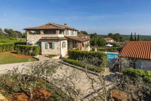 an external view of a house with a swimming pool at Rustic villa Amyra with pool and grill in Porec in Sveti Lovreč Pazenatički