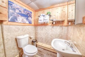 a bathroom with a toilet and a sink at 10 Renovated Dog Friendly Cozy Room Leadville in Leadville +58 photos