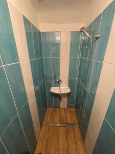 een badkamer met een wastafel en een toilet. bij U Gerešů in Zadov