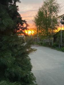 Pogled na izlazak ili zalazak sunca iz ili blizu of the country house