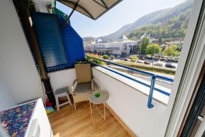 a balcony with a view of a street at MiRa in Užice