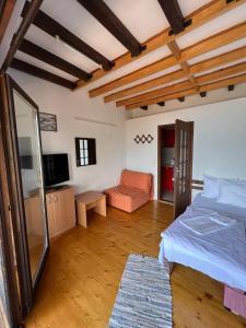 a living room with a bed and a couch at Chardak Apartments in Ohrid