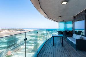 an office balcony with a view of an airport at OCEAN Plaza Suite 07-Hosted by Sweetstay in Gibraltar