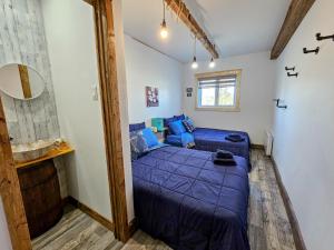 ein Schlafzimmer mit 2 Betten und einem Waschbecken darin in der Unterkunft Gite touristique eaux bons vievents in Lac-Bouchette